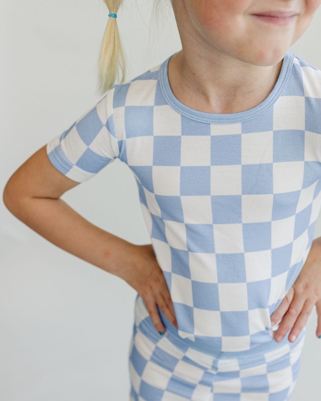 Bamboo Two Piece Shorts Set | Blue Checkered