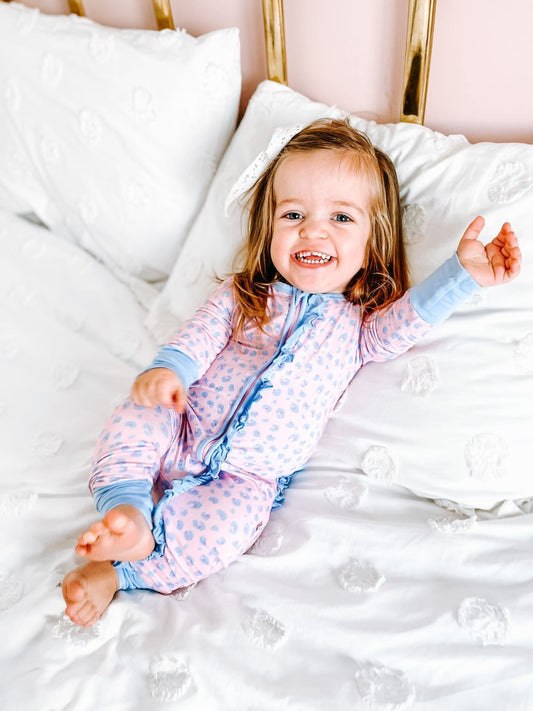 Lillian Leopard Bamboo Ruffle Convertible Footie (2T-4T)