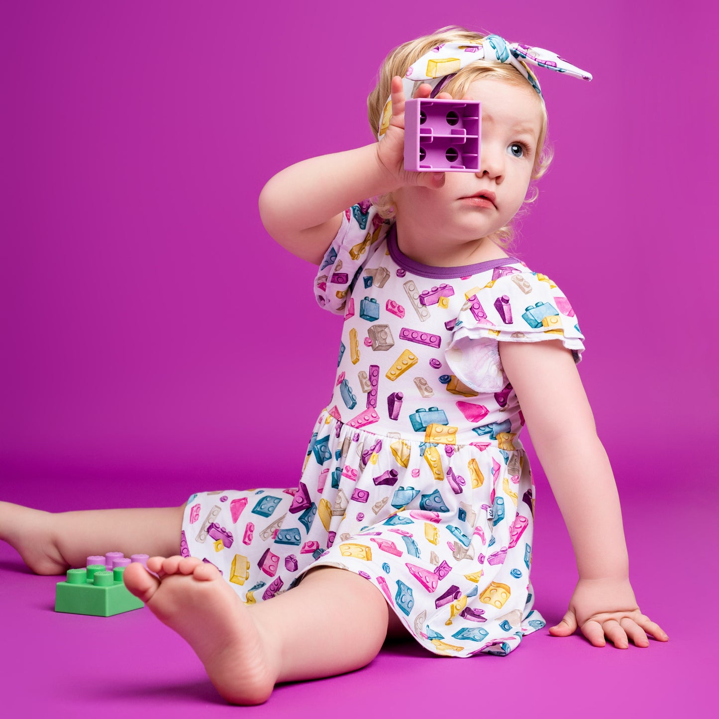 Block Party (Purple) Bodysuit Twirl Dress BDLJ