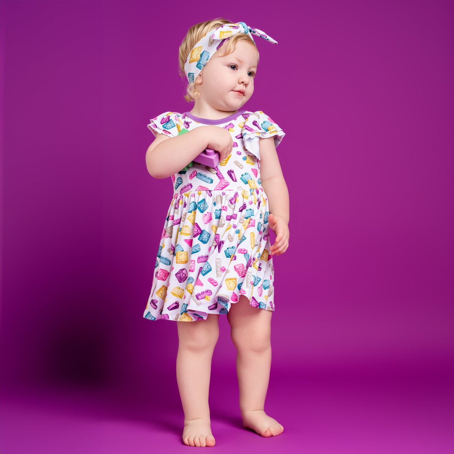 Block Party (Purple) Bodysuit Twirl Dress BDLJ