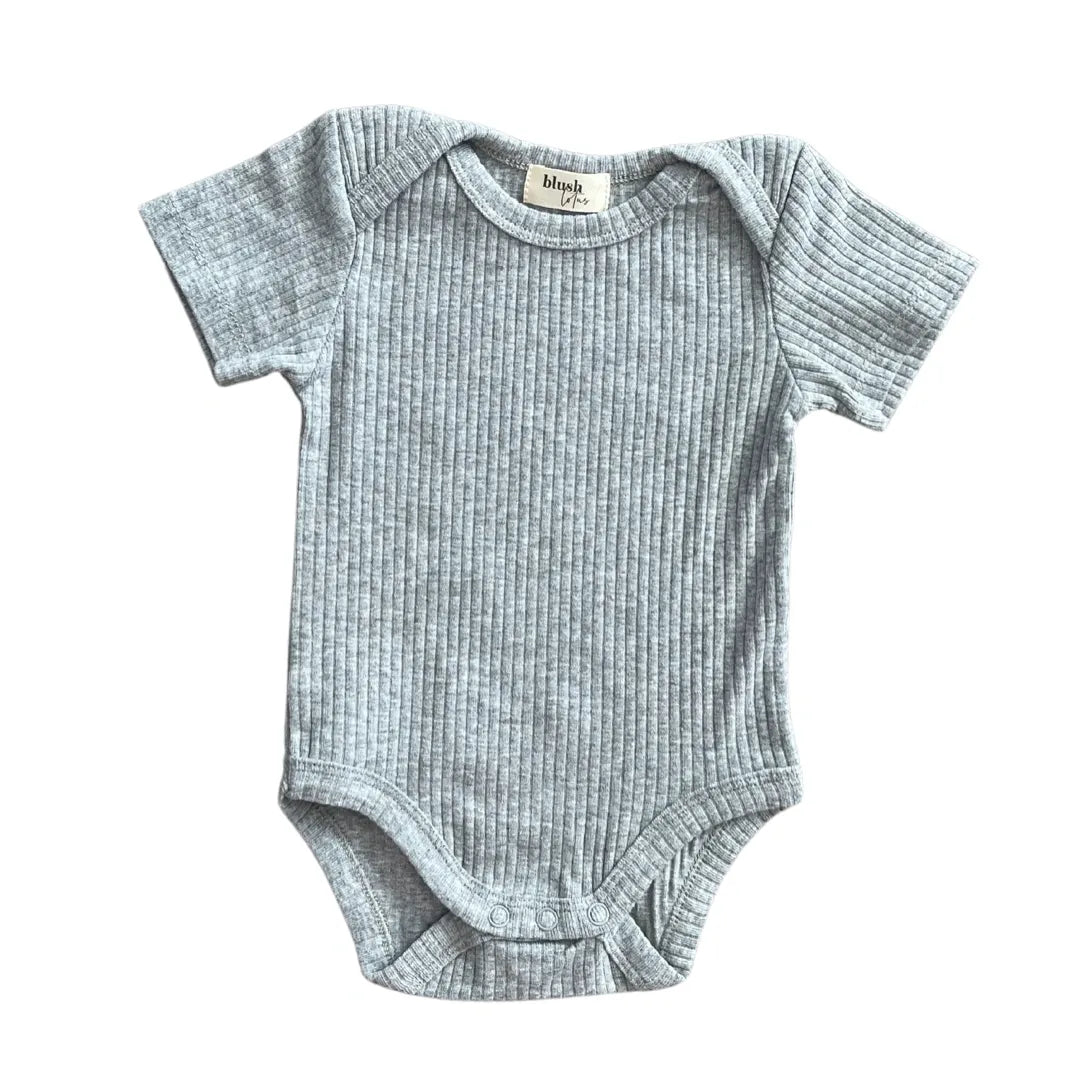 Ribbed Bodysuit - SHORT SLEEVE - Heather Gray