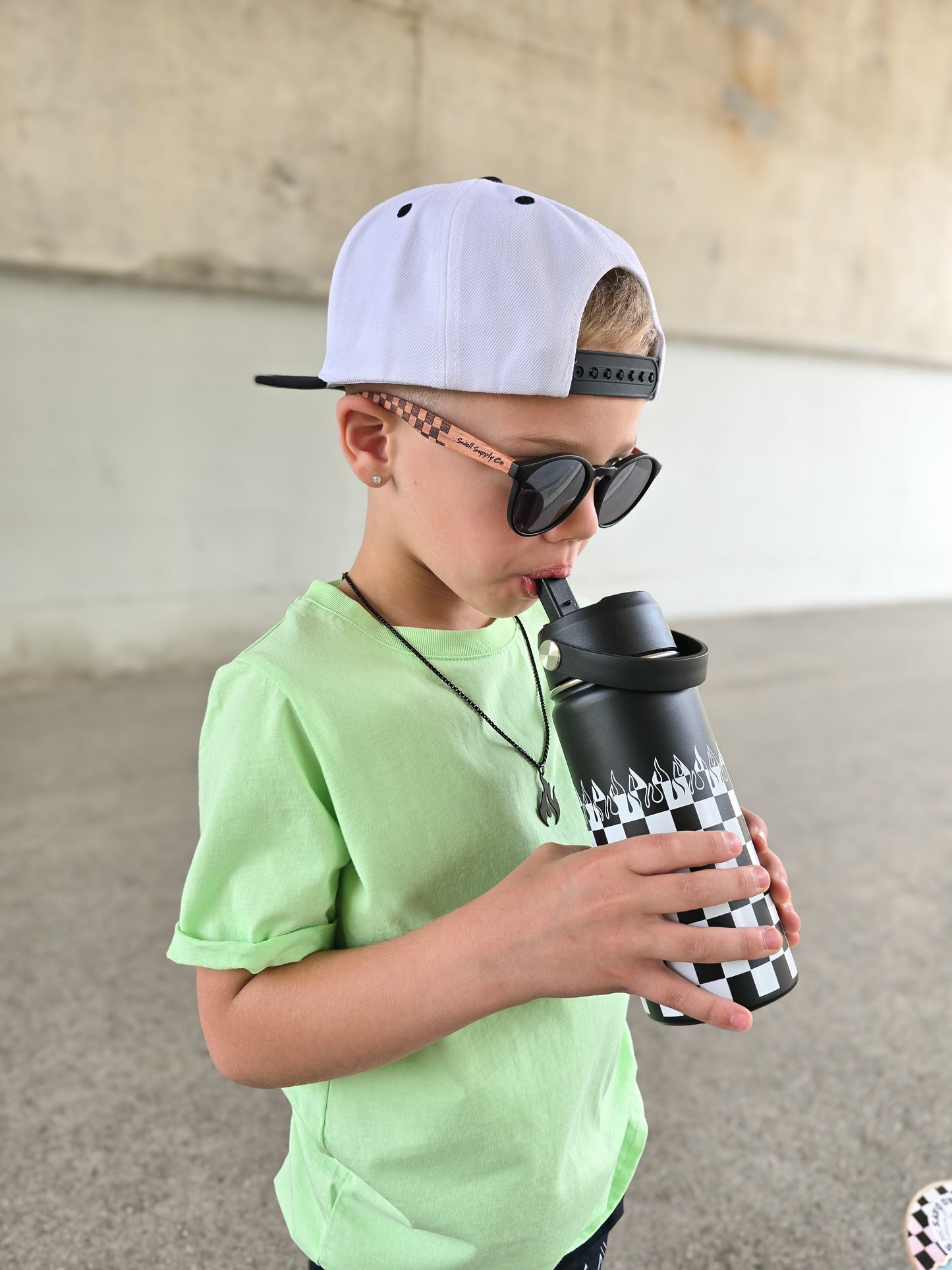 Checker Flame 16 Oz Water Bottle