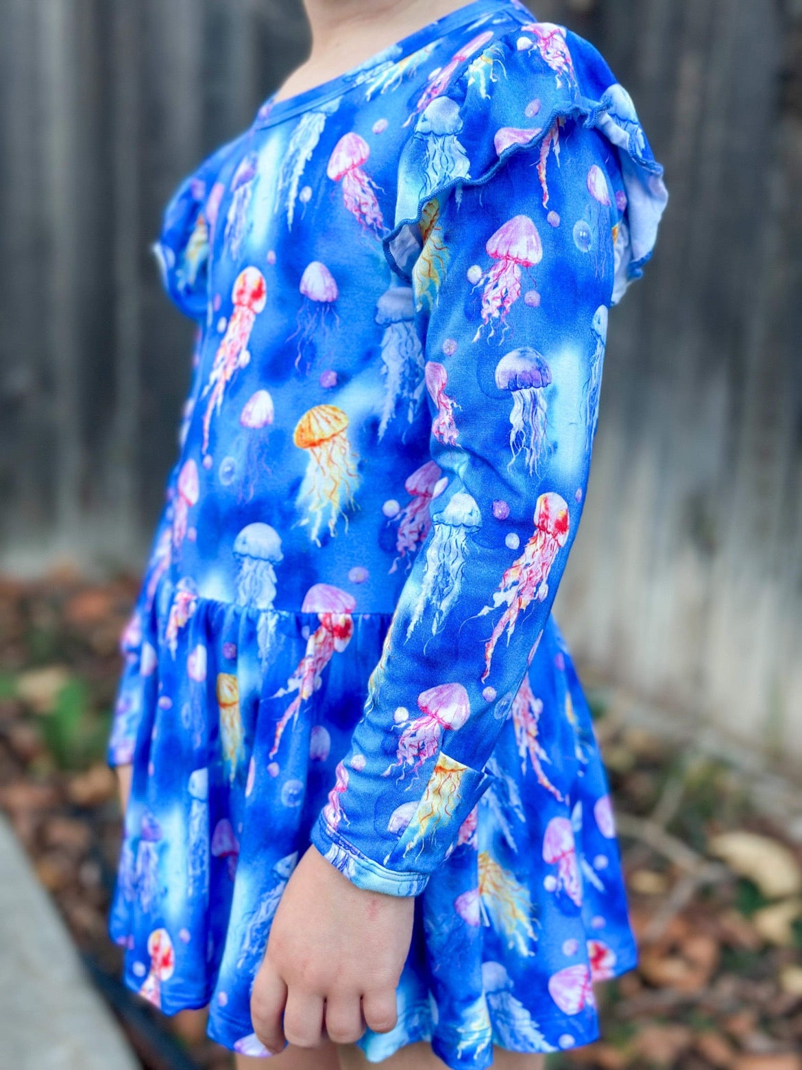 So Stinging Cute (Jellyfish) Long Sleeve Bodysuit Twirl Dress