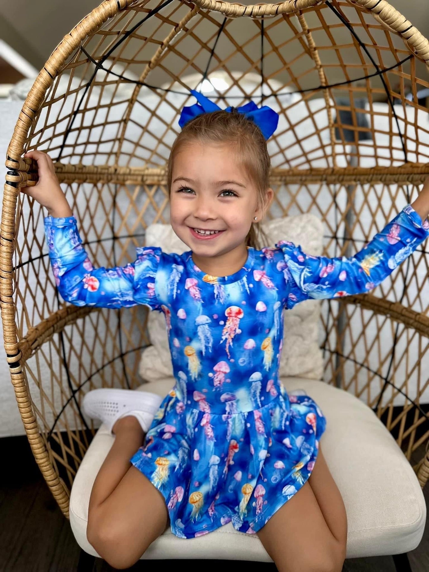 So Stinging Cute (Jellyfish) Long Sleeve Bodysuit Twirl Dress