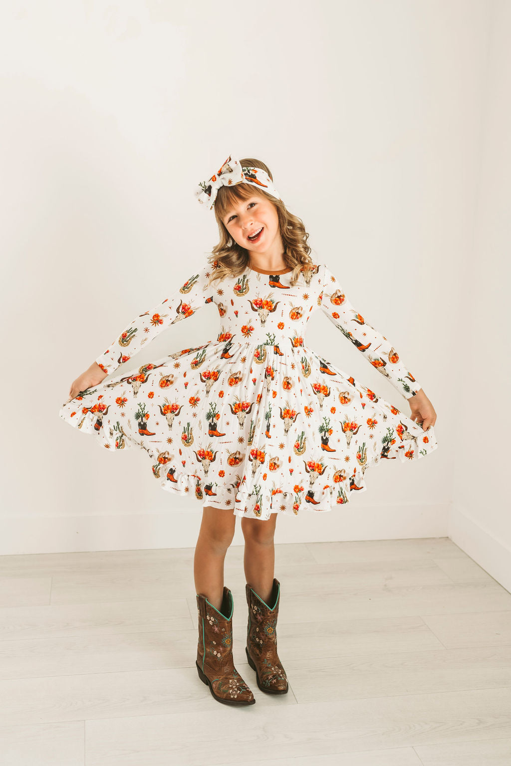 Desert Dreams Long Sleeve Big Kid Twirl Dress