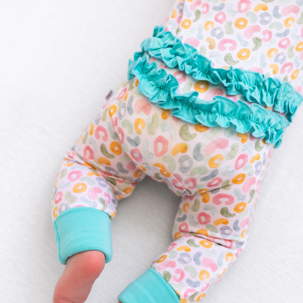 Kayelee Leopard Bamboo Ruffle Convertible Footie