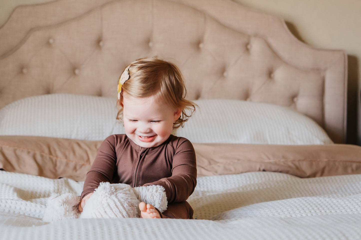 Hot Cocoa (Brown) Ribbed Romper