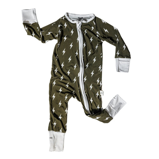 Olive Bolt Zipper Jammies