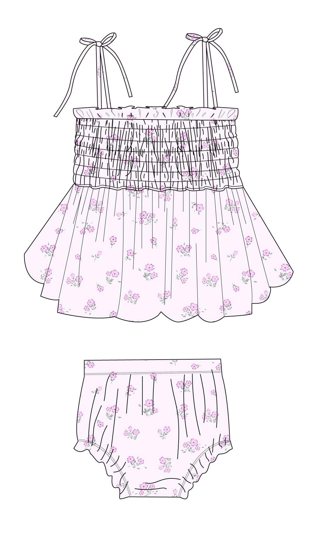 Aisley - Smocked Diaper Dress Set