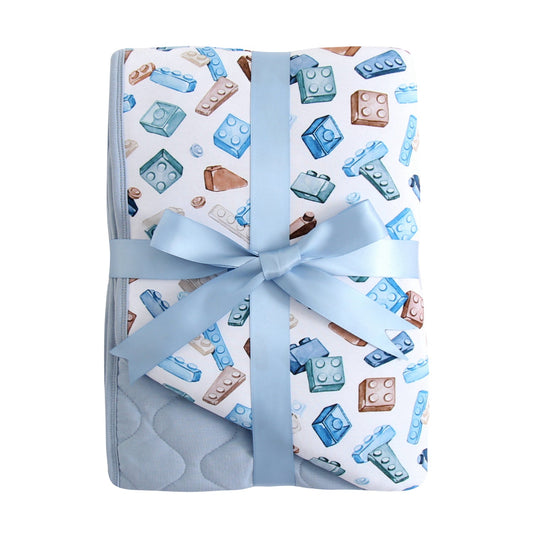 Block Party (Blue) Toddler Quilted Blanket BDLJ