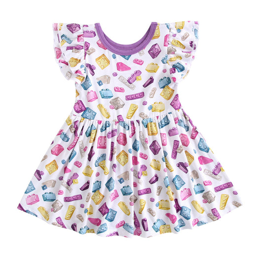 Block Party (Purple) Bodysuit Twirl Dress BDLJ