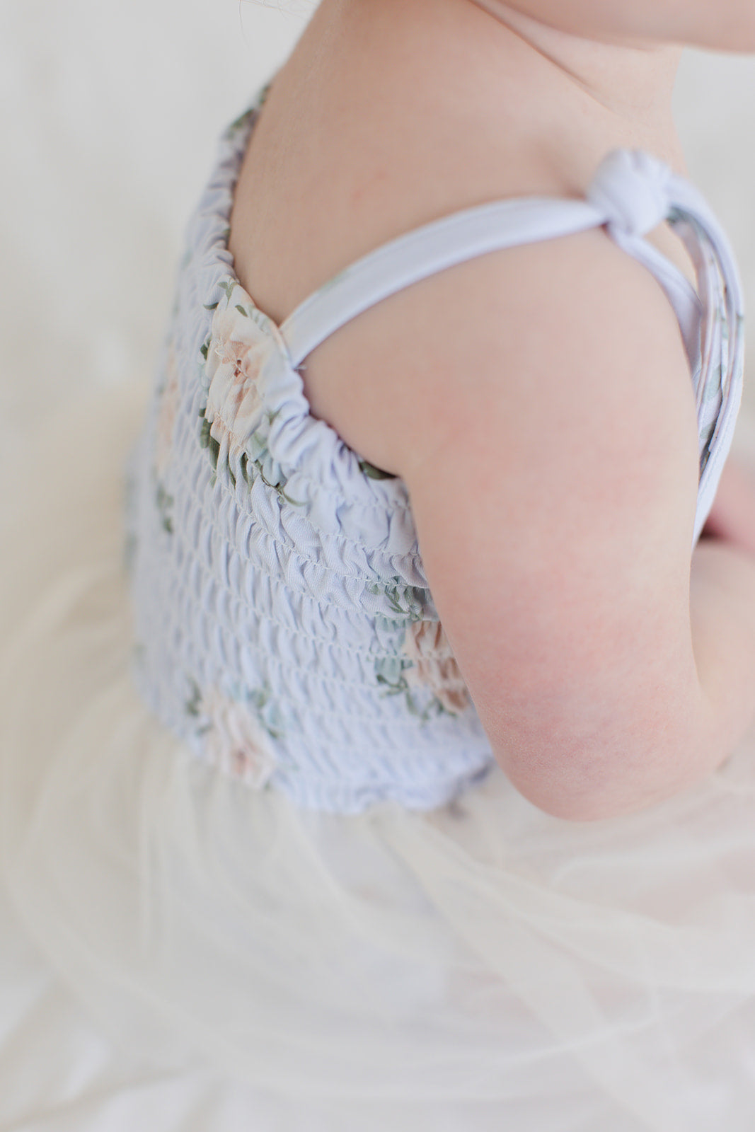 Cosette - Smocked Tulle Bodysuit Dress