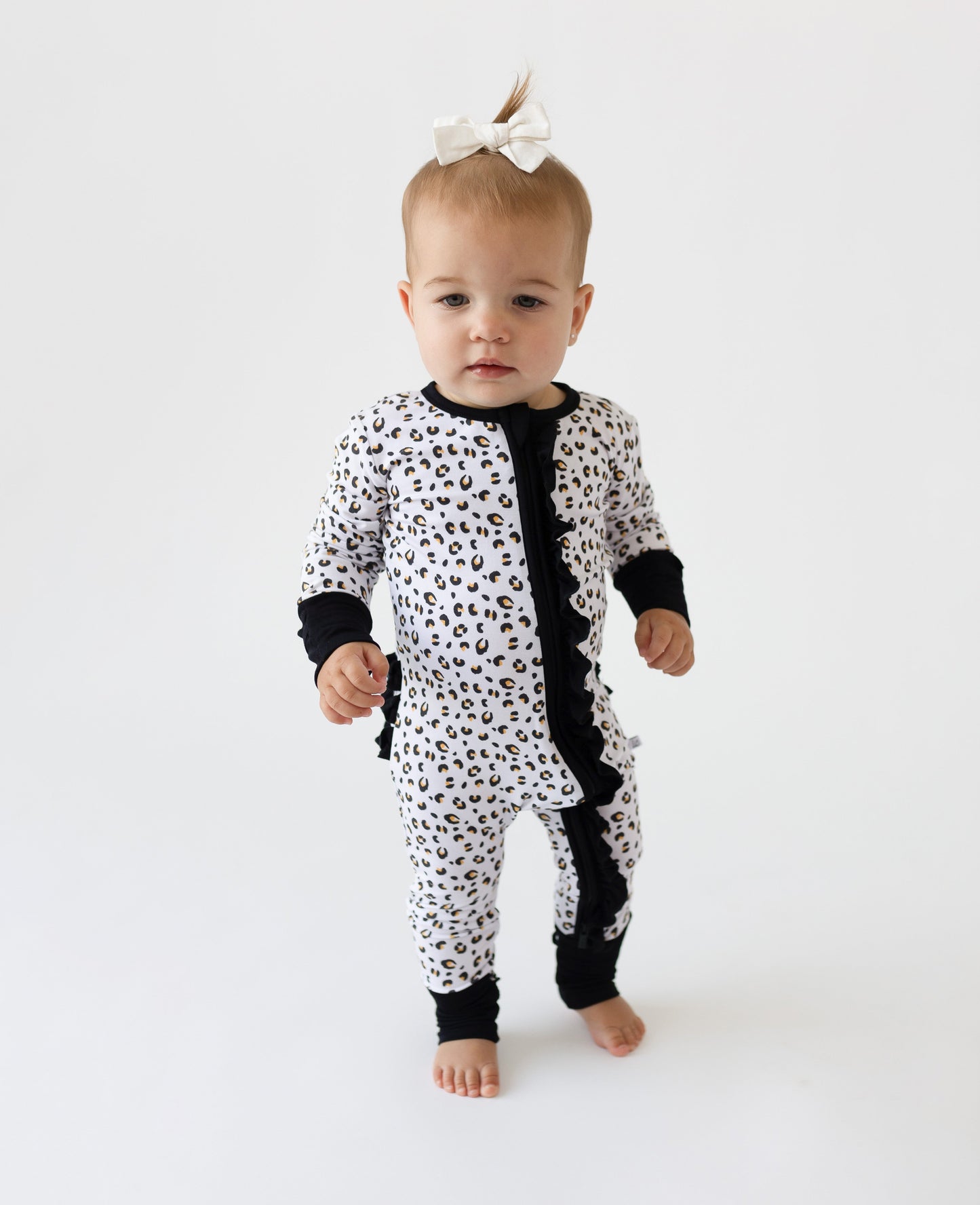 Allie Leopard Bamboo Ruffle Convertible Footie (2T-4T)
