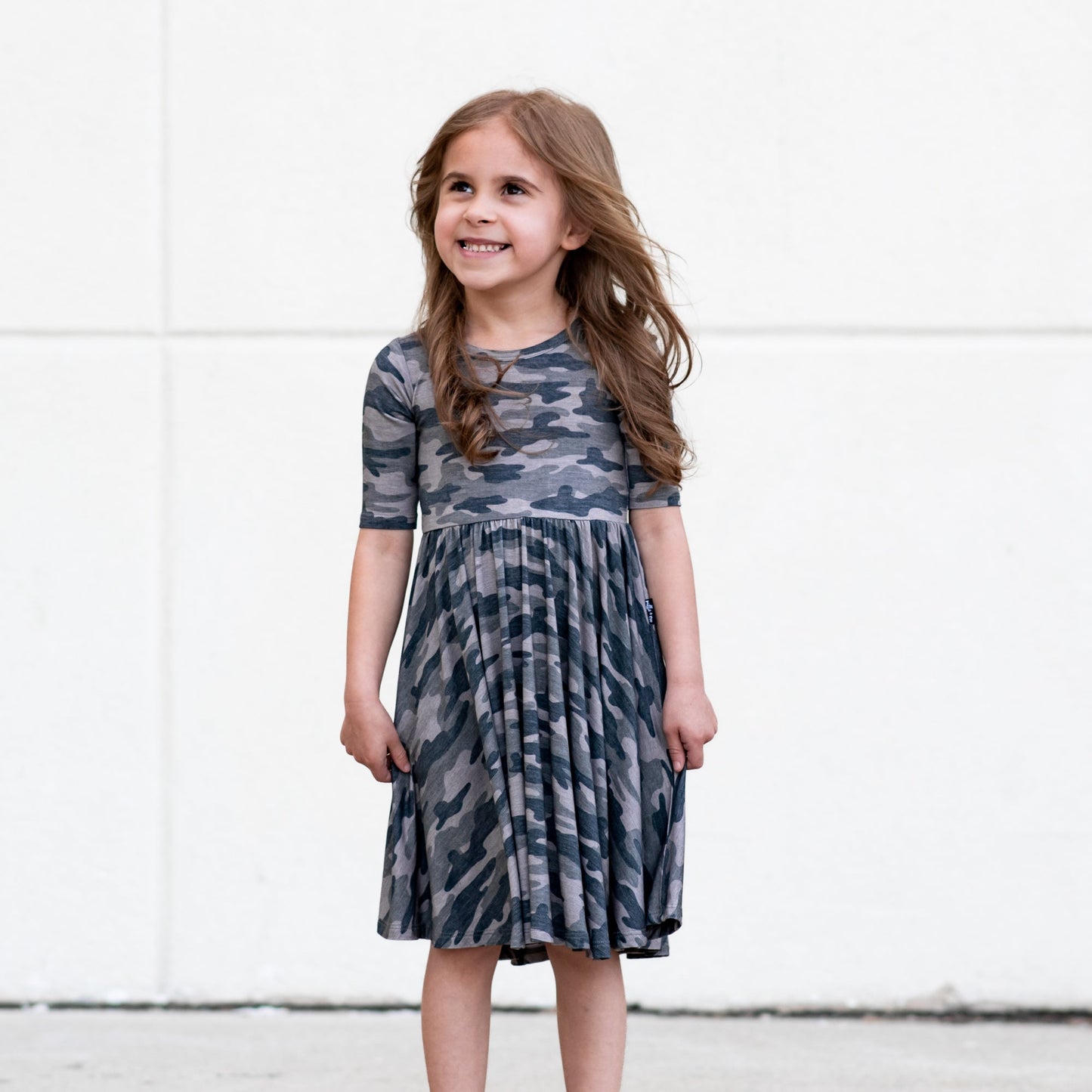 MID SLEEVE BAMBOO DRESS- Chris Camo