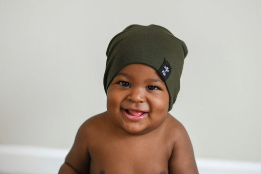 BEANIE- Olive Stretch French Terry