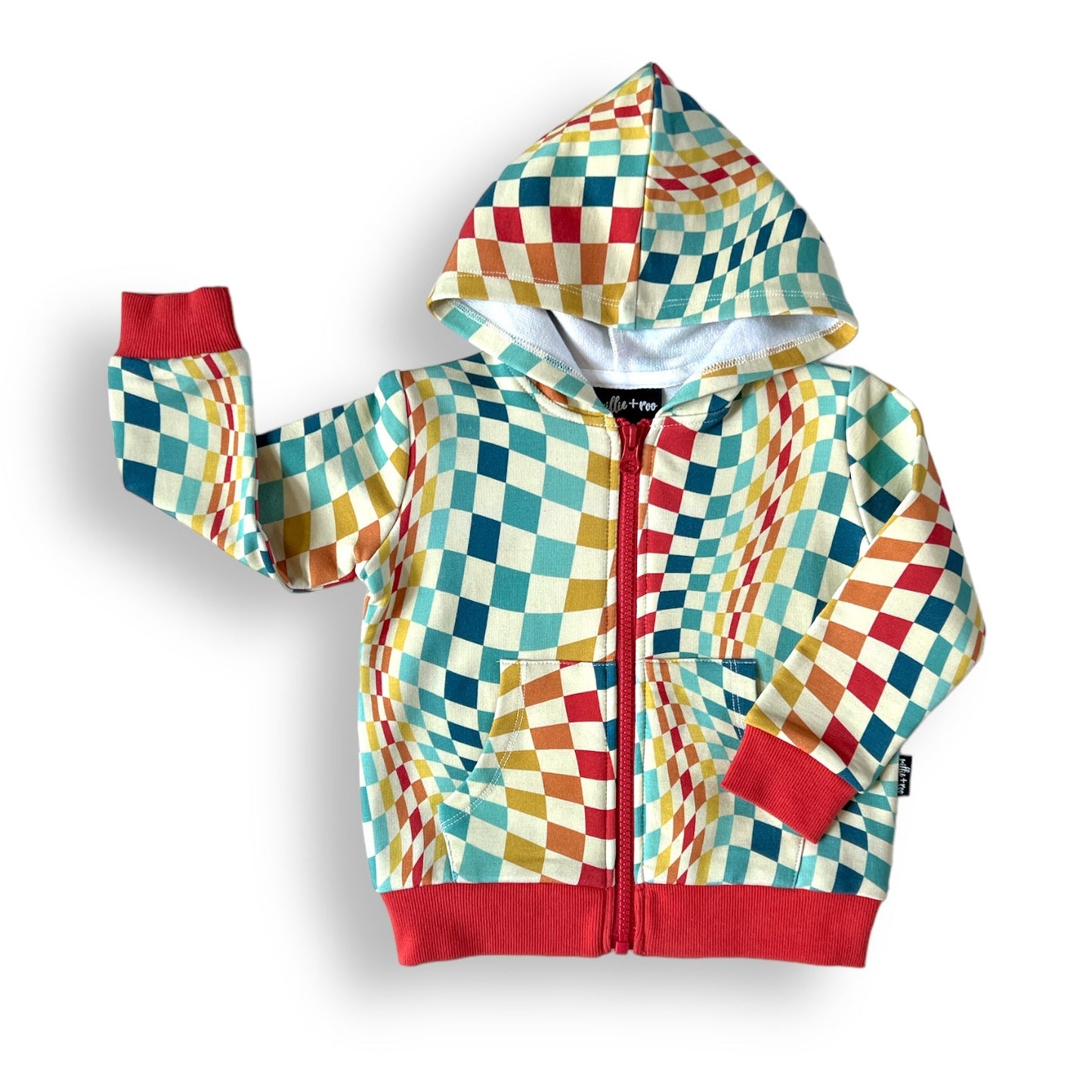 ZIP HOODIE- Groovy Check Bamboo French Terry