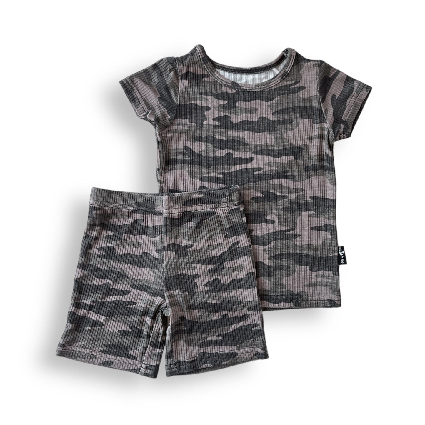 TWO PIECE SHORTIE SET- Chris Camo Ribbed