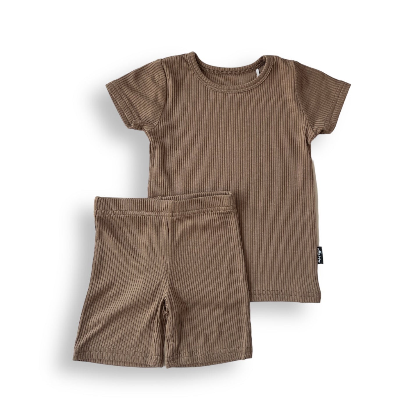 TWO PIECE SHORTIE SET- Mocha Ribbed