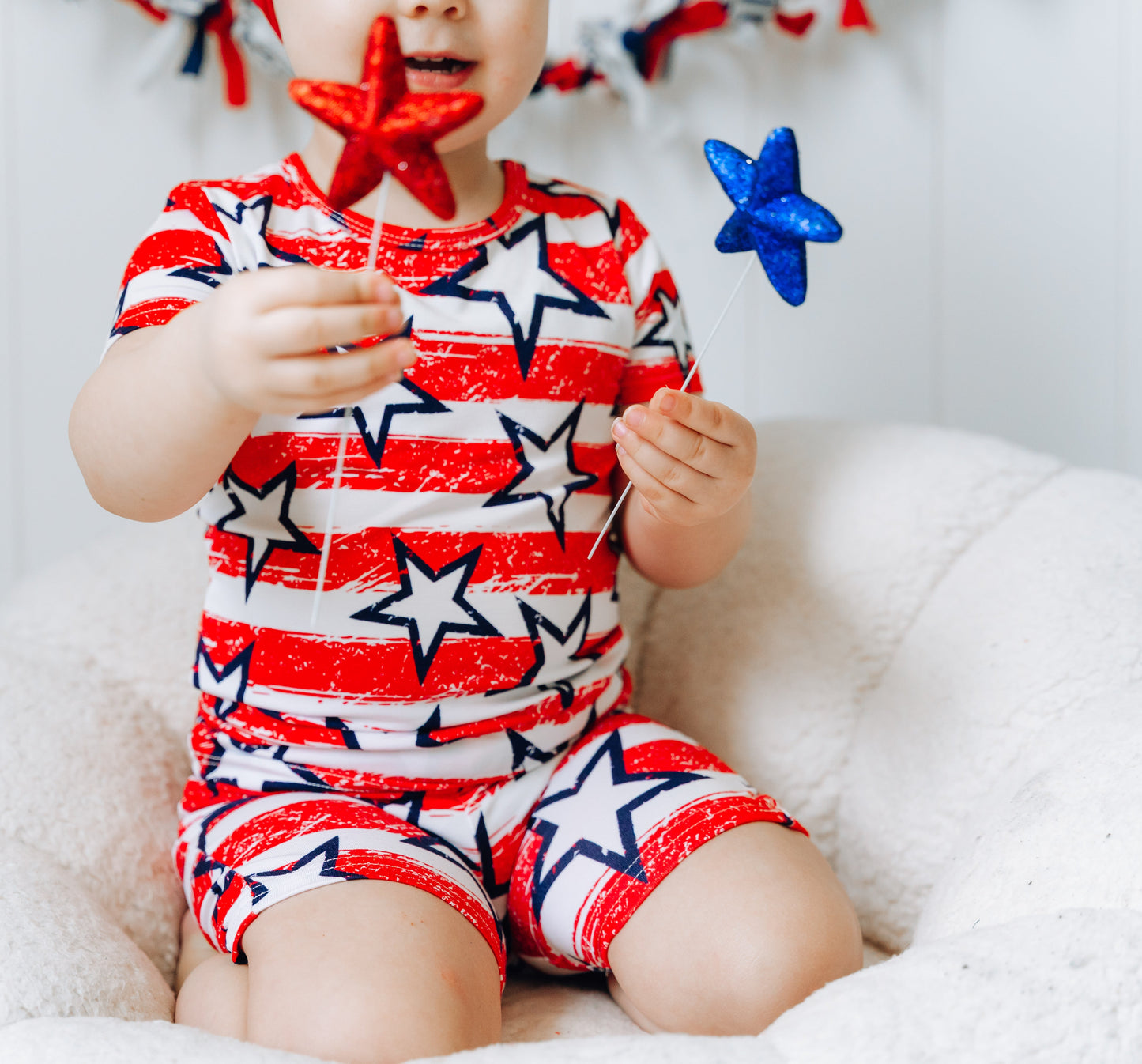 TWO PIECE SHORTIE SET- Stars + Stripes