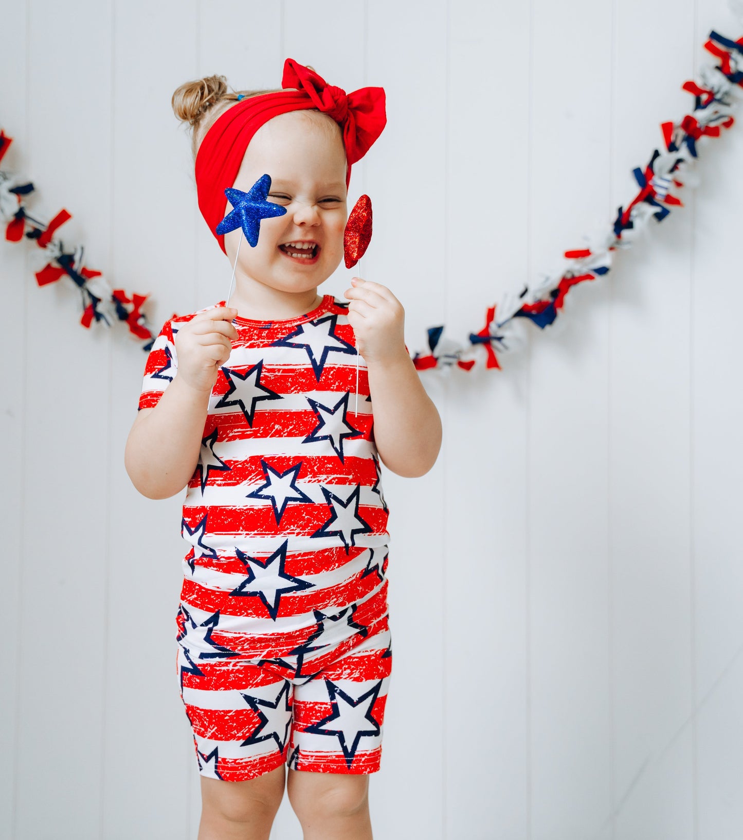 TWO PIECE SHORTIE SET- Stars + Stripes