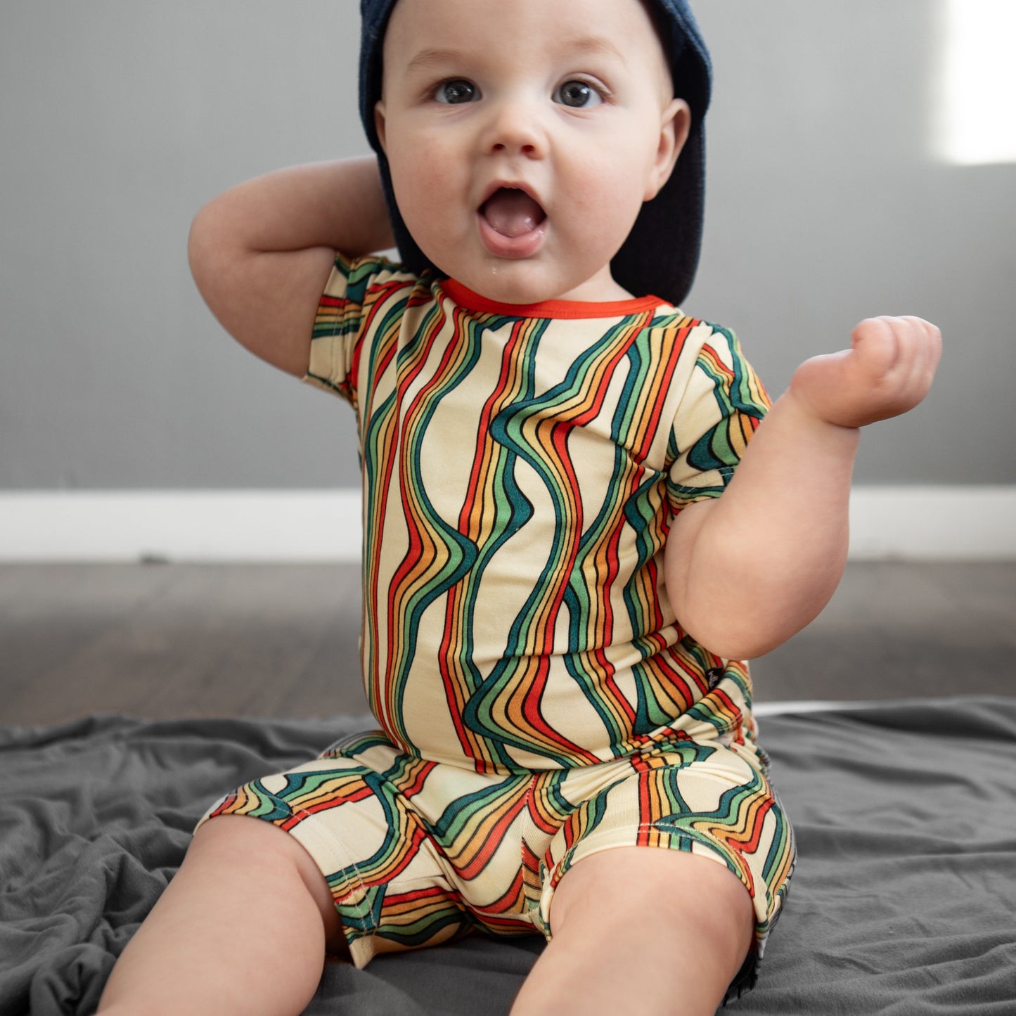 TWO PIECE SHORTIE SET- Retro Rainbow