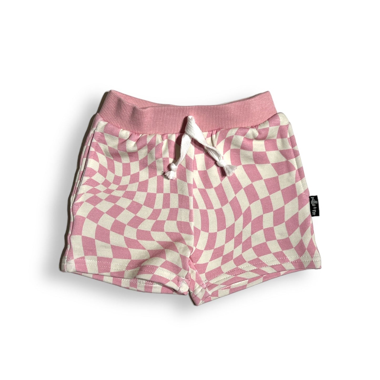 BAMBOO JOGGER SHORTS- Pink Dizzy Check