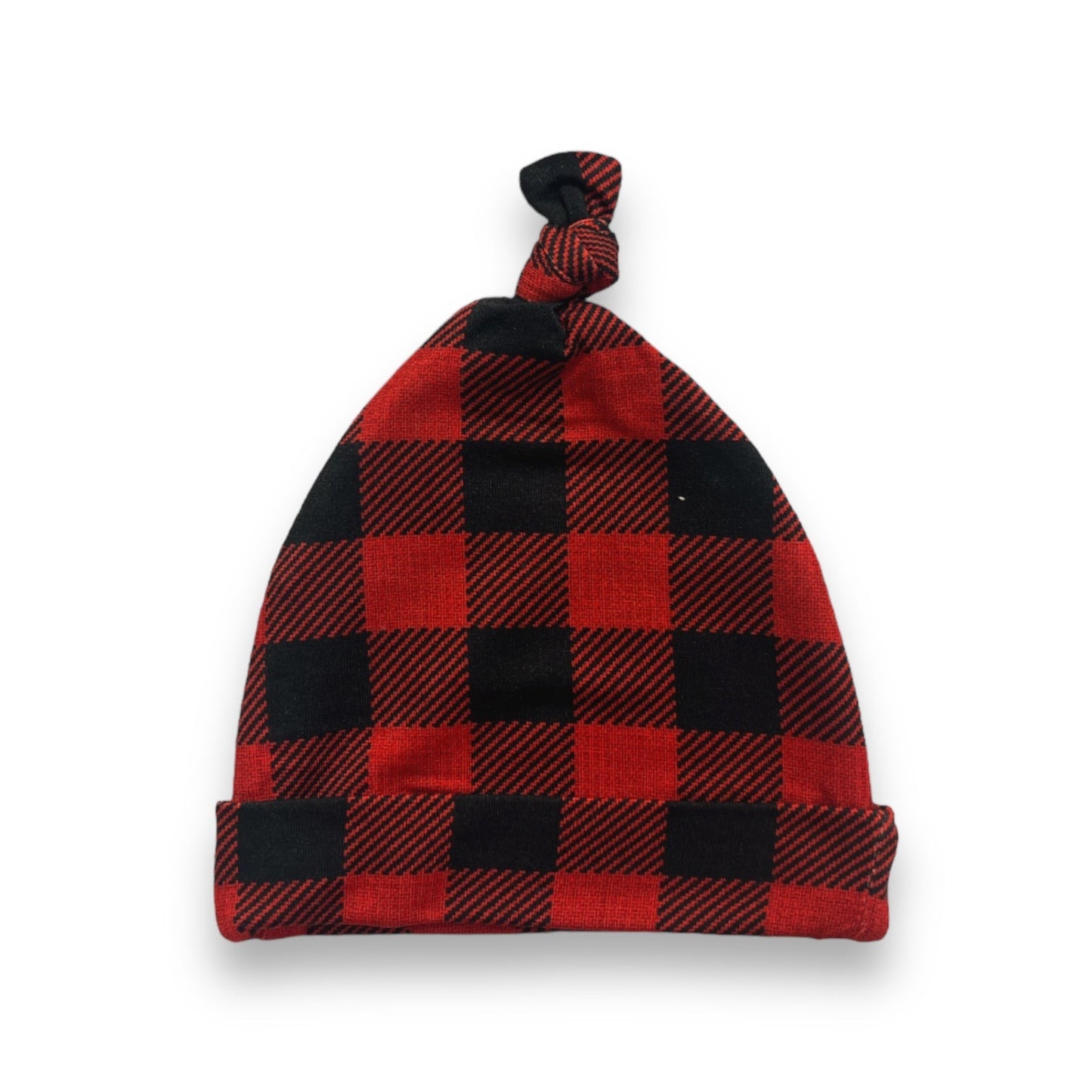 KNOT BEANIE- Red Buffalo Plaid