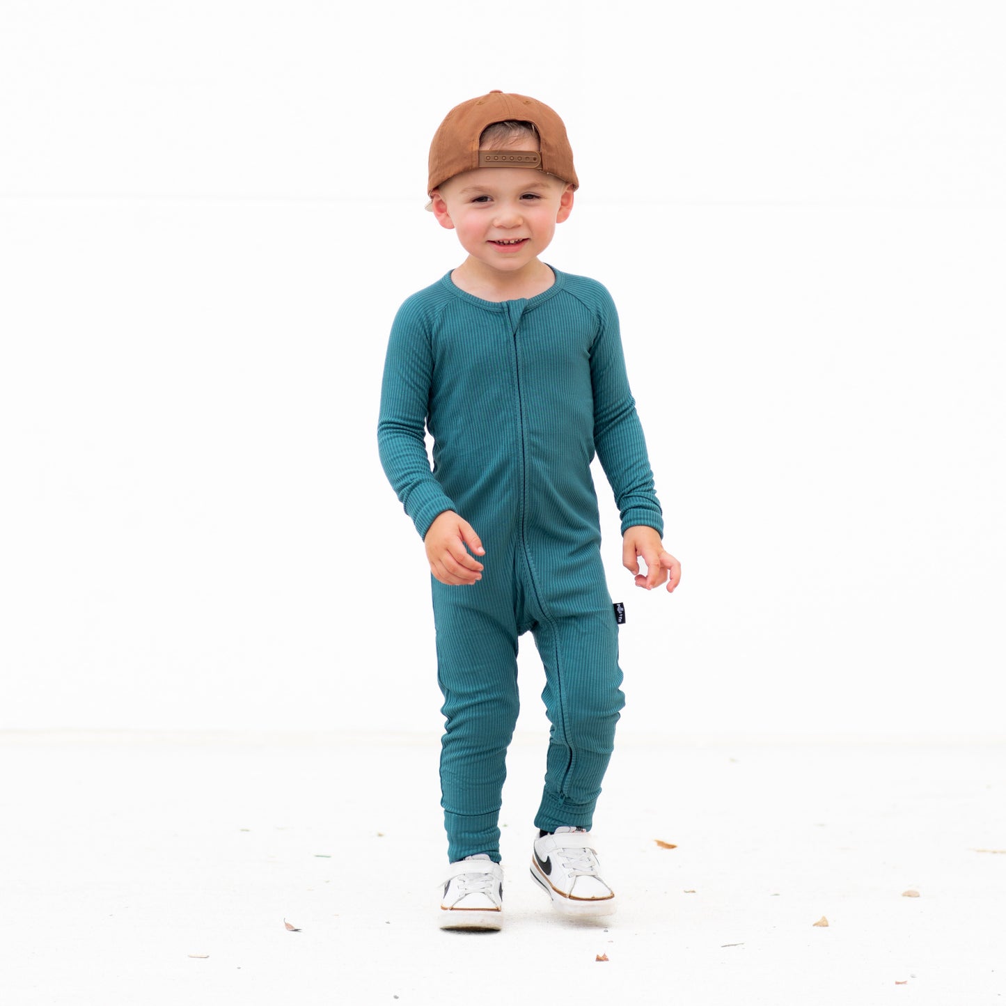 ZIP ROMPER - Peacock Ribbed