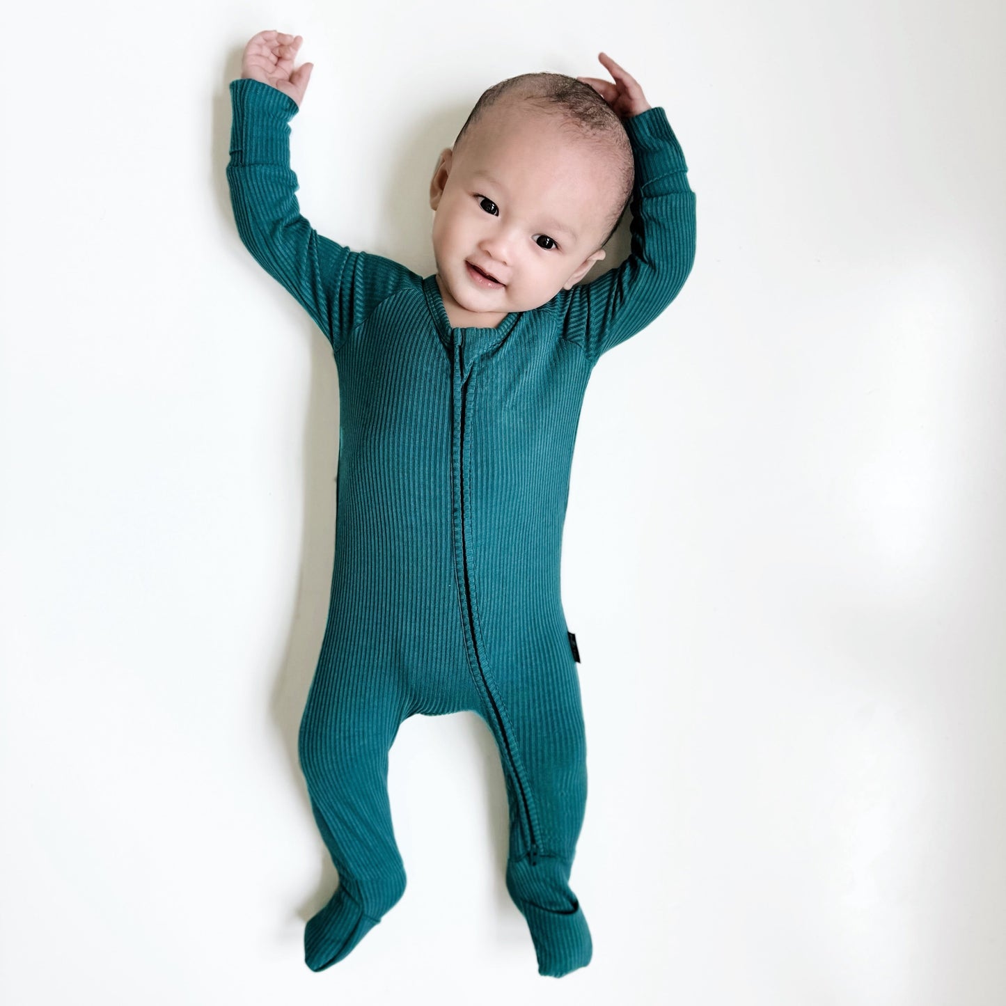 ZIP ROMPER - Peacock Ribbed