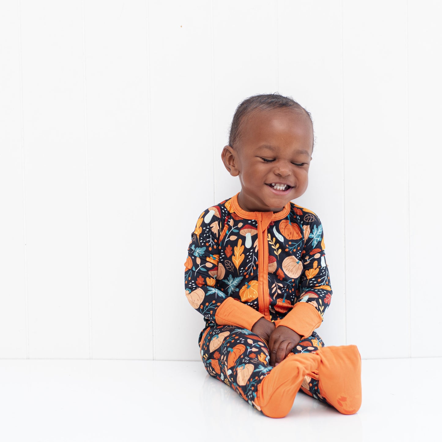ZIP ROMPER - Pumpkin Leaves