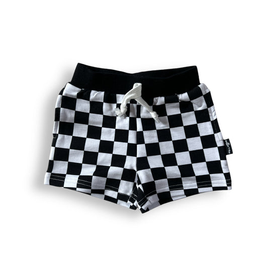 BAMBOO JOGGER SHORTS- B+W Check