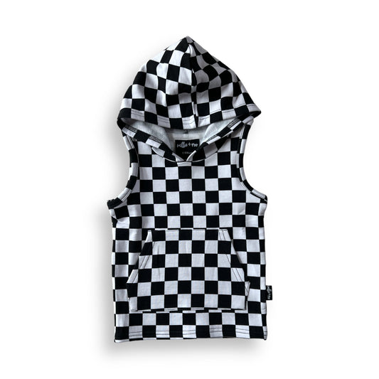 BAMBOO HOODIE TANK- B+W Check