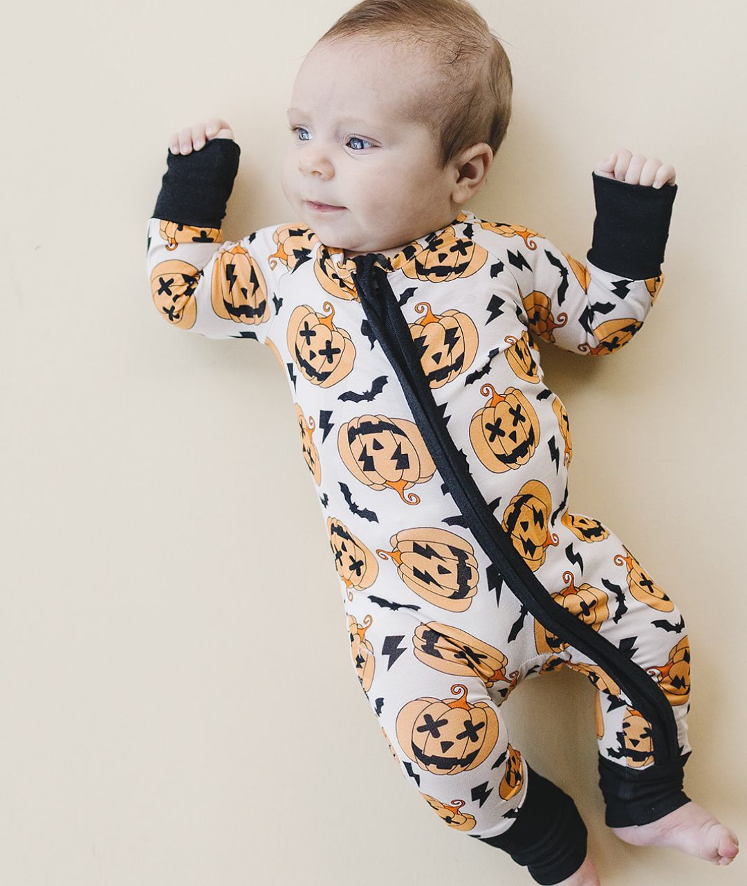 Halloween Bamboo Zip Romper | Black