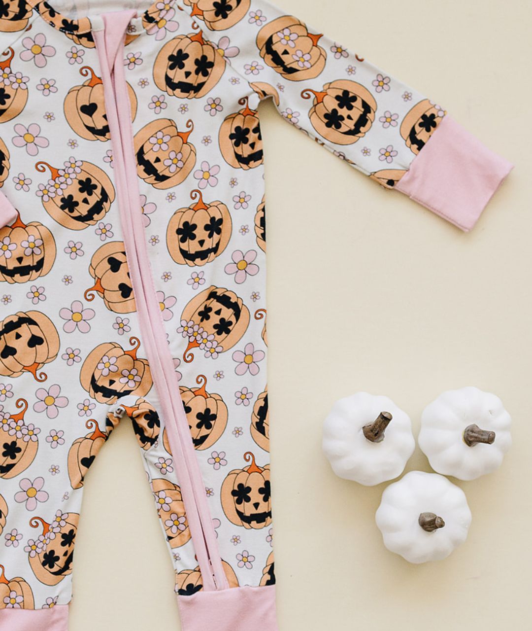 Halloween Bamboo Zip Romper | Pink