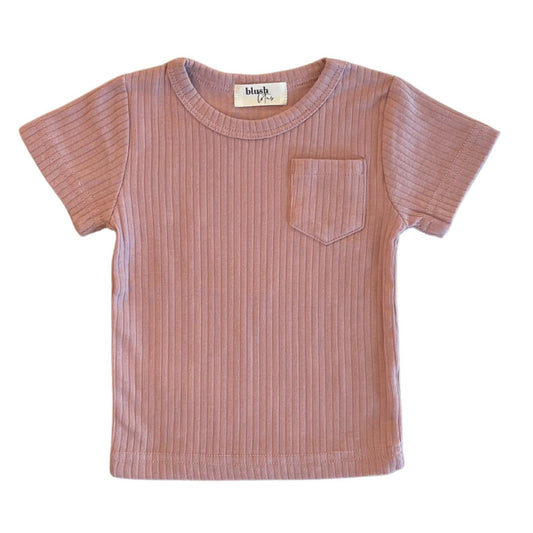 Ribbed Pocket Tee -  Dusty Rose