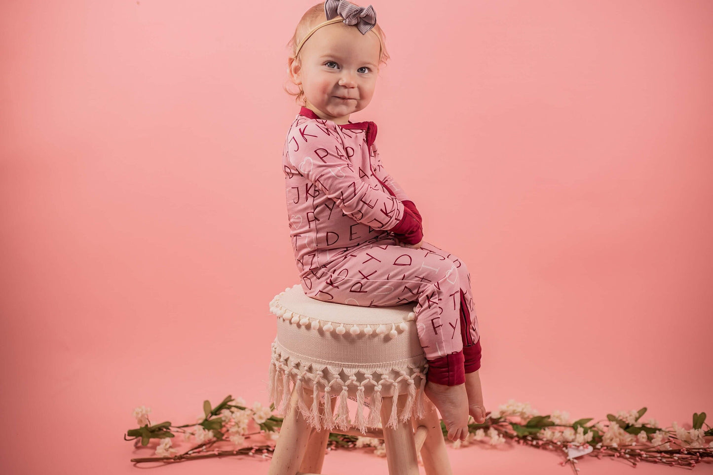 I <3 U ABC Bamboo Zippy Romper - Berry