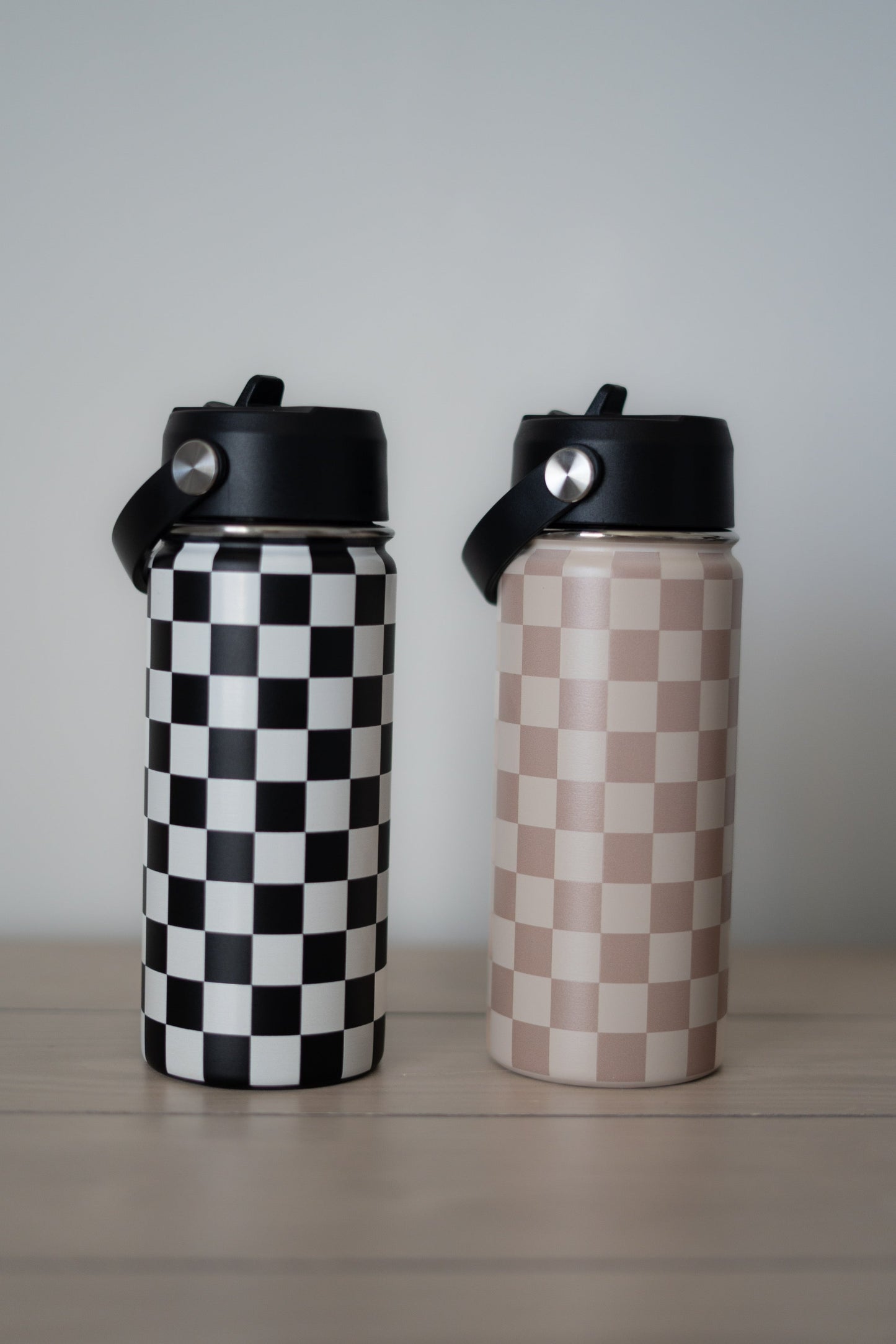 Black Checker 16 Oz Water Bottle