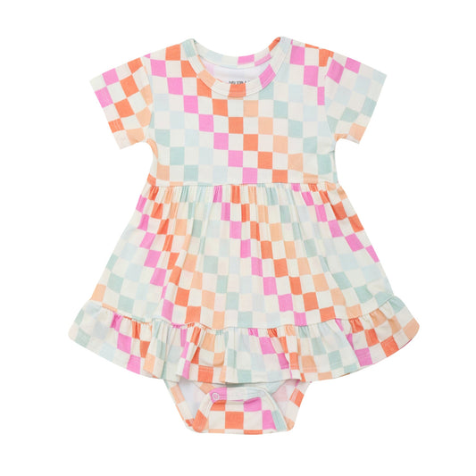 Dreamsicle Checkered Bodysuit Dress