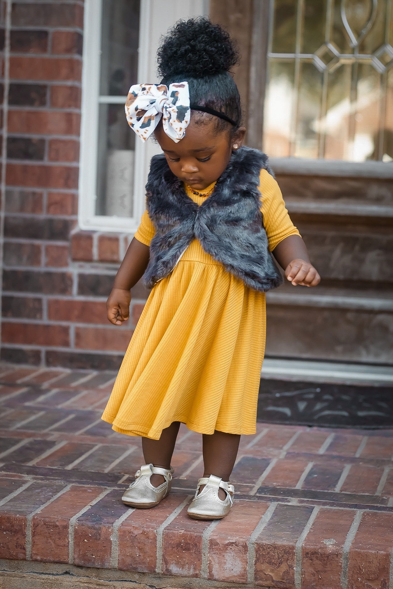 MID SLEEVE TWIRL DRESS- Honey Mustard Ribbed