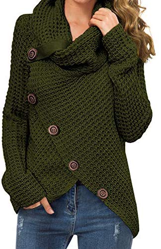 Womens Casual Turtle Cowl Neck Pullover Sweater