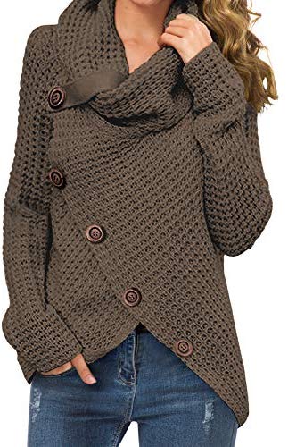 Womens Casual Turtle Cowl Neck Pullover Sweater