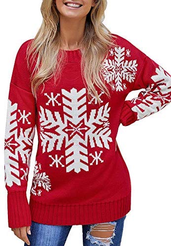 Womens Grey Long Sleeve Ugly Christmas Tree Reindeer Winter Holiday Knit Sweater