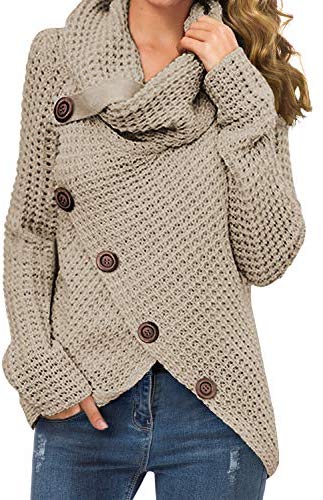 Womens Casual Turtle Cowl Neck Pullover Sweater