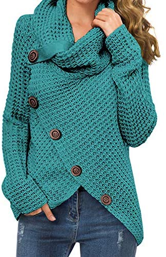 Womens Casual Turtle Cowl Neck Pullover Sweater