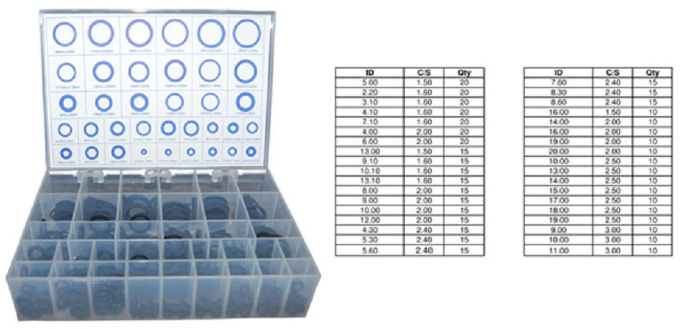 Metric O KIT - 500 Piece 75 Shore A Fluorocarbon O-Rings in 36 Metric Sizes O-Ring Kit
