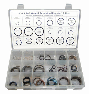 SRR KIT - Spiral Wound 18 sizes 9 internal 9 external 216 rings per box 12 rings per size