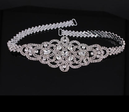 Silver Bridal Belt Rhinestone Waistband