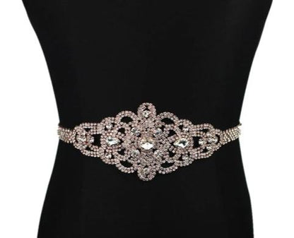 Silver Bridal Belt Rhinestone Waistband