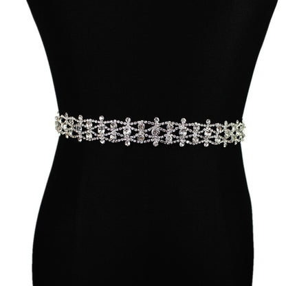 Silver Bridal Belt Rhinestone Waistband