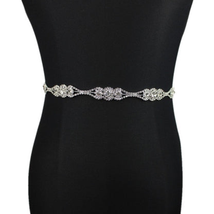 Silver Bridal Belt Rhinestone Waistband
